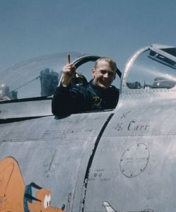 Buzz Aldrin flying jet