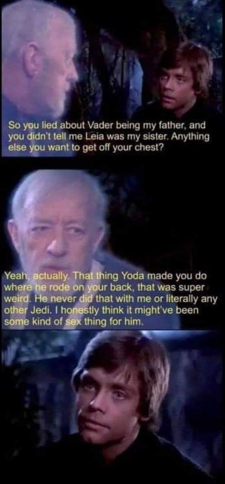 Memes Obi-Wan yoda and Luke Skywalker star Wars 