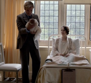 Mary Crawley with baby George Downton Abbey 