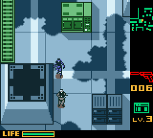 Solid Snake sneaking behind guard Metal Gear Solid Game Boy Color Konami 