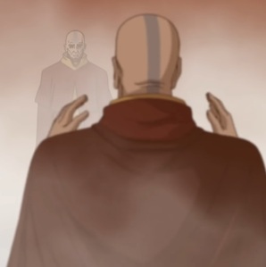 Aang appears before his son Tenzin Legend of Korra nickelodeon 
