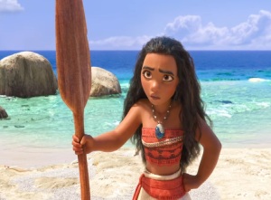 Moana holding boat oar Moana 2016 Disney movie 
