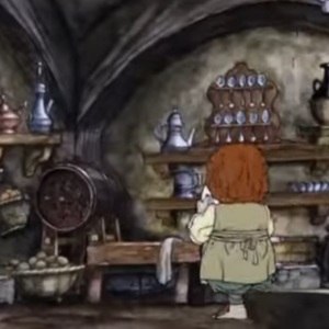 Bilbo Baggins in the shire The Hobbit 1977 Animated movie 