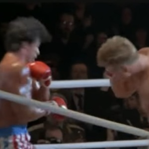 Ivan Drago defeated by Rocky Balboa in the match in Russia Rocky IV Dolph Lundgren